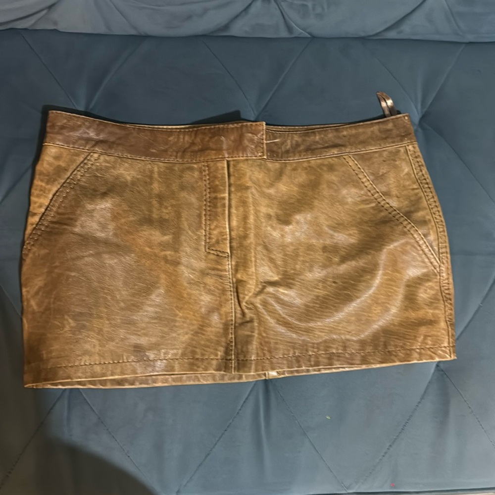Tan/Brown Leather skirt. Size L